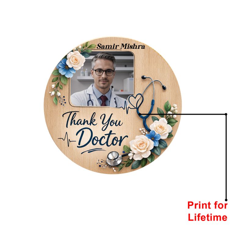 Customized Thank You Gift for Doctor   Personalized Wooden Photo Frame For Home & Clinic Table Decor  Birthday Gift For Doctor, Surgeons & Specialists
